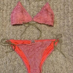 Pink Crochet Bikini Set